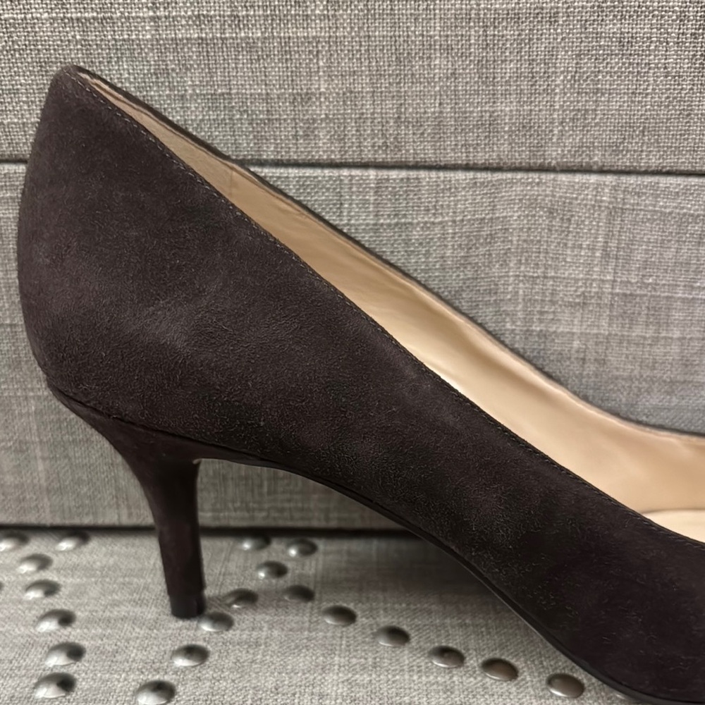 Nine West Margot Women's Kitten Heels Suede Brown Pumps - Picture 7 of 9